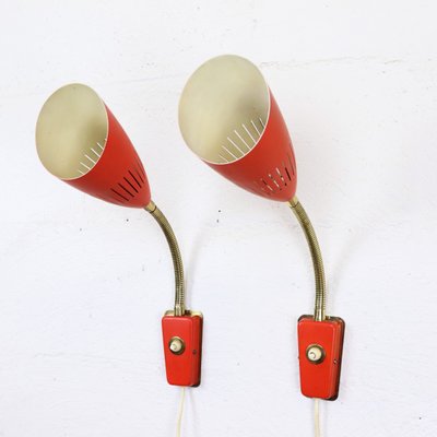 Mid-Century Swedish Brass and Metal Sconces, 1960s, Set of 2-GEK-550188