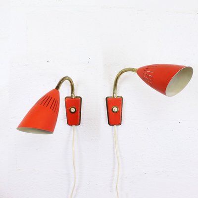 Mid-Century Swedish Brass and Metal Sconces, 1960s, Set of 2-GEK-550188