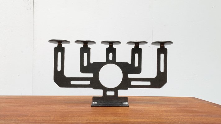 Mid-Century Swedish Brutalist Metal Candleholder by Harry N Boström-UAH-949181