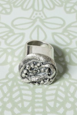 Mid-Century Swedish Brutalist Silver Ring, 1976-NL-1738198