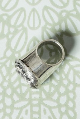 Mid-Century Swedish Brutalist Silver Ring, 1976-NL-1738198