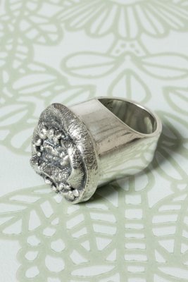 Mid-Century Swedish Brutalist Silver Ring, 1976-NL-1738198