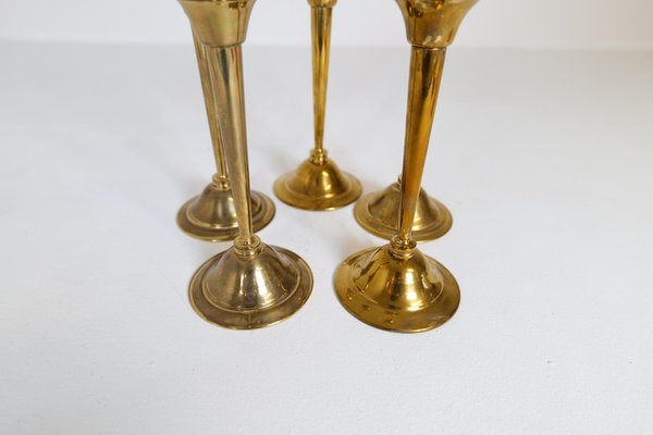 Mid-Century Swedish Candlesticks in Brass by Lars Holmström, Set of 5-UYK-1191706