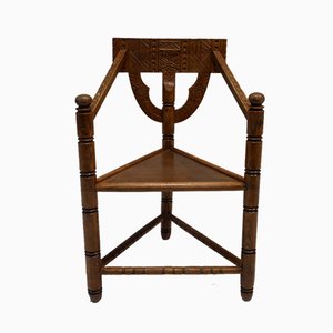 Mid-Century Swedish Carved Monk Chair, 1950s-OGU-683062