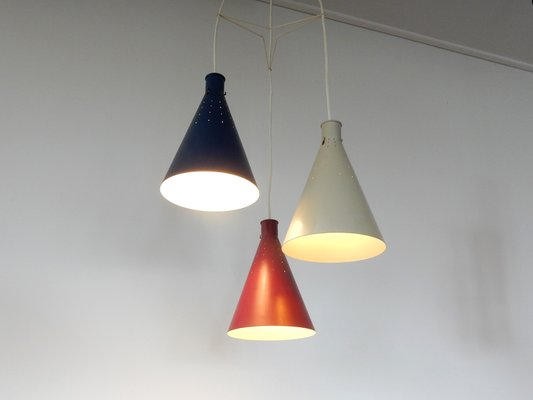 Mid-Century Swedish Conical Pendant Lamps by Alf Svensson for Bergboms, 1950s, Set of 3-NV-595415