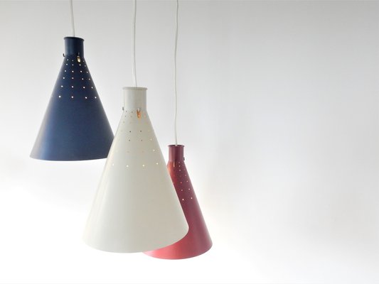 Mid-Century Swedish Conical Pendant Lamps by Alf Svensson for Bergboms, 1950s, Set of 3-NV-595415