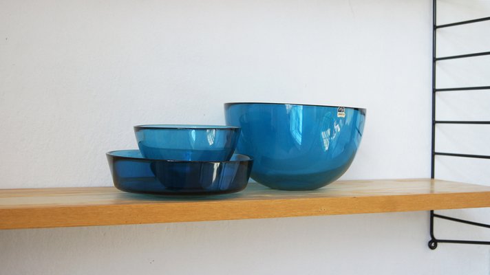 Mid-Century Swedish Fuga Series Bowl Set by Sven Palmqvist for Orrefors, 1950s, Set of 3-UMB-1192205