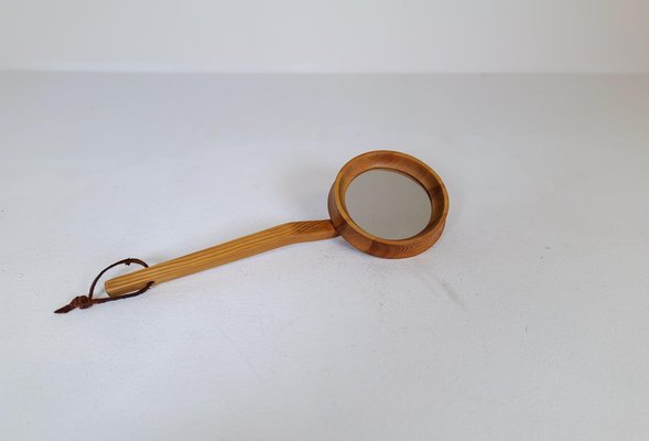 Mid-Century Swedish Hand Mirror in Pine, 1970s-UYK-1194630