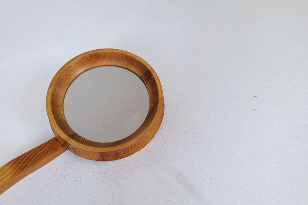 Mid-Century Swedish Hand Mirror in Pine, 1970s-UYK-1194630