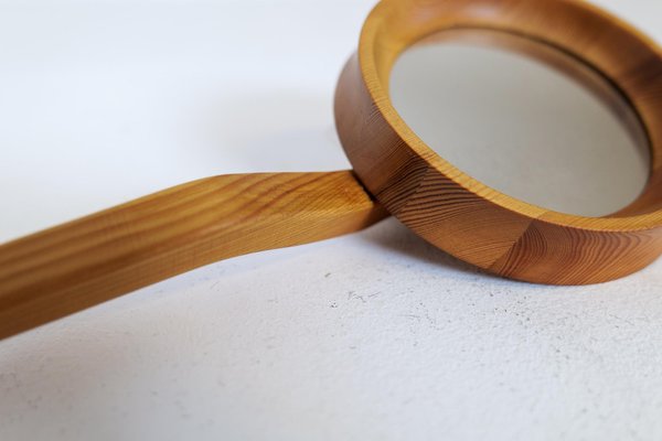 Mid-Century Swedish Hand Mirror in Pine, 1970s-UYK-1194630