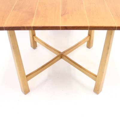 Mid-Century Swedish Modern Teak & Birch Side Table-KQ-1286561