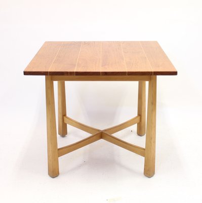 Mid-Century Swedish Modern Teak & Birch Side Table-KQ-1286561