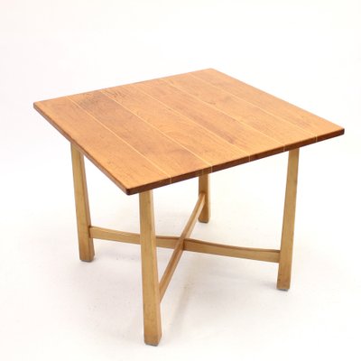 Mid-Century Swedish Modern Teak & Birch Side Table-KQ-1286561