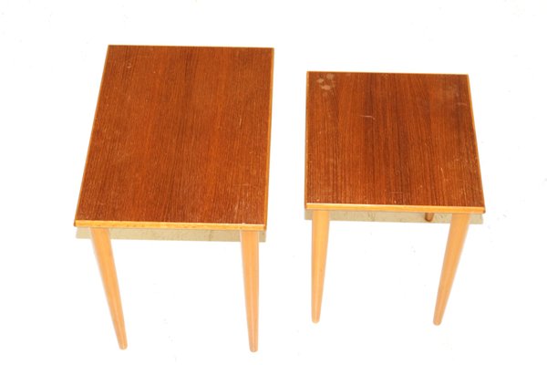 Mid-Century Swedish Nesting Tables, 1950s, Set of 3-GEK-669785