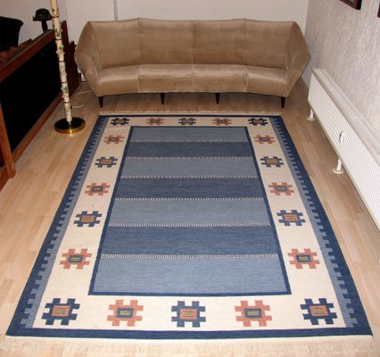 Mid-Century Swedish Rolakan Kilim Rug attributed to Ellen Stahlbrand, 1960s-YGE-1777174