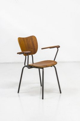 Mid-Century Swedish Tubular Steel and Teak Armchair-KO-635124