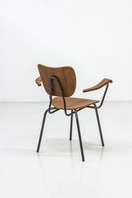 Mid-Century Swedish Tubular Steel and Teak Armchair-KO-635124