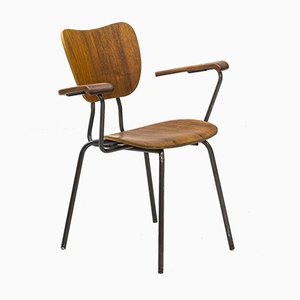 Mid-Century Swedish Tubular Steel and Teak Armchair-KO-635124