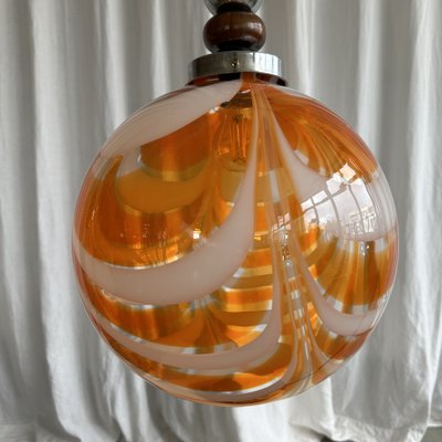 Mid-Century Swirl Murano Glass Globular Pendant Light, 1970s-NOT-2038045