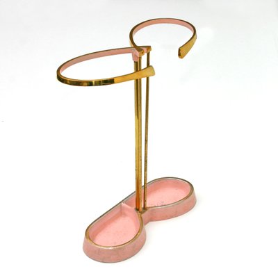 Mid-Century Symmetrical Umbrella Stand in Gold & Pink, 1950s-QBR-999747