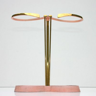 Mid-Century Symmetrical Umbrella Stand in Gold & Pink, 1950s-QBR-999747