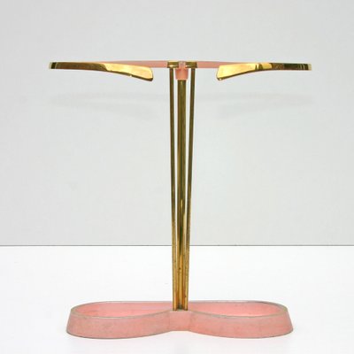 Mid-Century Symmetrical Umbrella Stand in Gold & Pink, 1950s-QBR-999747