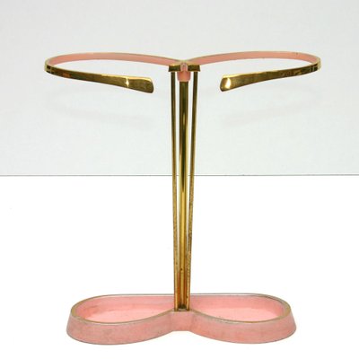 Mid-Century Symmetrical Umbrella Stand in Gold & Pink, 1950s-QBR-999747