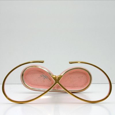 Mid-Century Symmetrical Umbrella Stand in Gold & Pink, 1950s-QBR-999747