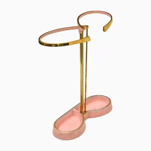 Mid-Century Symmetrical Umbrella Stand in Gold & Pink, 1950s-QBR-999747