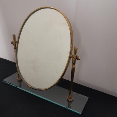 Mid-Century Table Brass Mirror in the style of Fontana Arte, 1950s-LMR-1727632