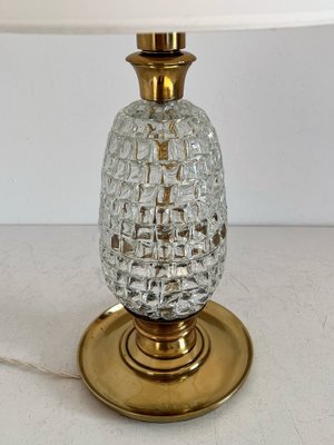 Mid-Century Table Lamp with Brass and Creased Murano Glass Base, 1960s-VNE-1341687