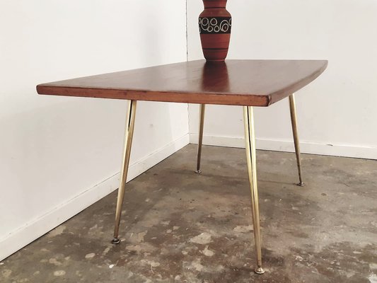 Mid-Century Teak and Brass Coffee Table, 1950s-LDW-565955