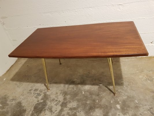 Mid-Century Teak and Brass Coffee Table, 1950s-LDW-565955