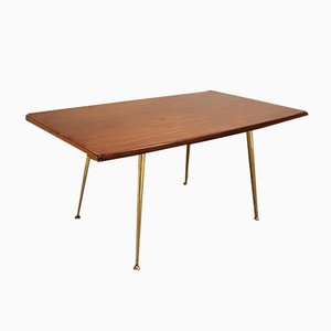 Mid-Century Teak and Brass Coffee Table, 1950s-LDW-565955