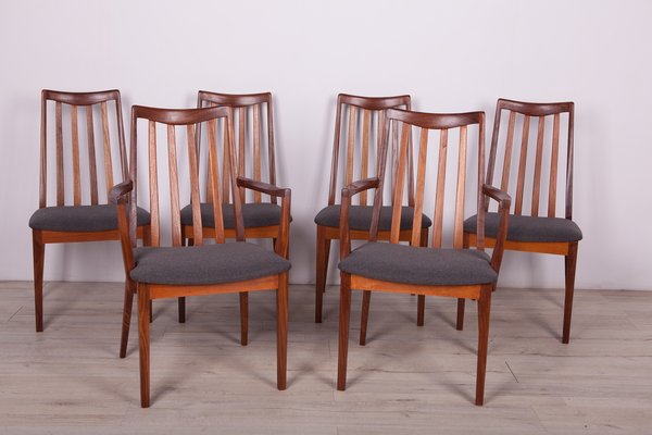 Mid-Century Teak and Fabric Dining Chairs by Leslie Dandy for G-Plan, 1960s, Set of 6-NIT-1152750