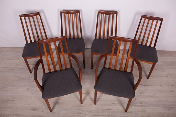 Mid-Century Teak and Fabric Dining Chairs by Leslie Dandy for G-Plan, 1960s, Set of 6-NIT-1152750