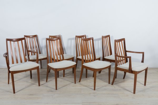 Mid-Century Teak and Fabric Dining Chairs by Leslie Dandy for G-Plan, 1960s, Set of 8-NIT-1370742