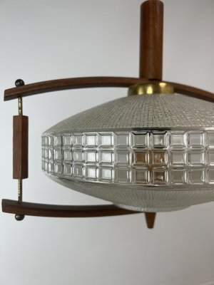 Mid-Century Teak and Glass Hanging Lamp, 1960s-WZZ-1385499