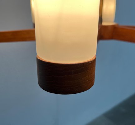 Mid-Century Teak and Glass Pendant Ceiling Lamp, 1960s-UAH-2027775