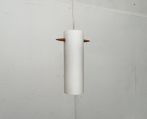 Mid-Century Teak and Glass Pendant Lamp by Uno & Östen Kristiansson for Luxus, Vittsjö, Sweden, 1960s-UAH-1778497