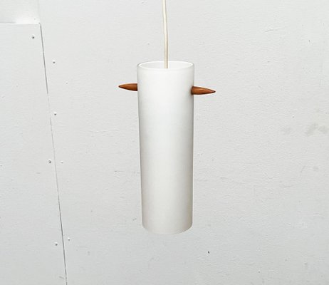 Mid-Century Teak and Glass Pendant Lamp by Uno & Östen Kristiansson for Luxus, Vittsjö, Sweden, 1960s-UAH-1778497