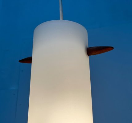 Mid-Century Teak and Glass Pendant Lamp by Uno & Östen Kristiansson for Luxus, Vittsjö, Sweden, 1960s-UAH-1778497