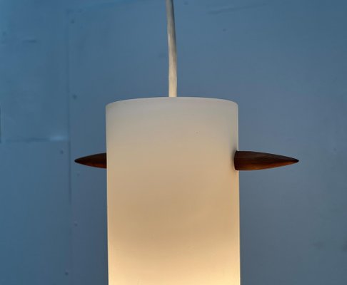 Mid-Century Teak and Glass Pendant Lamp by Uno & Östen Kristiansson for Luxus, Vittsjö, Sweden, 1960s-UAH-1778497