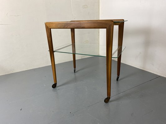 Mid-Century Teak and Glass Trolley Side Table, 1950s-DE-1738689