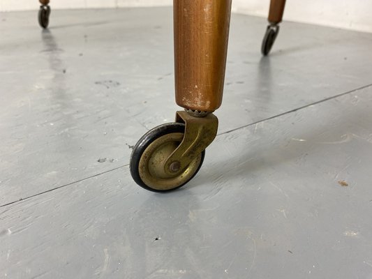 Mid-Century Teak and Glass Trolley Side Table, 1950s-DE-1738689