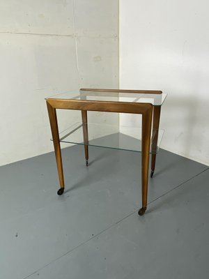 Mid-Century Teak and Glass Trolley Side Table, 1950s-DE-1738689