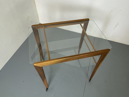 Mid-Century Teak and Glass Trolley Side Table, 1950s-DE-1738689