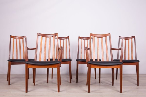 Mid-Century Teak and Leather Dining Chairs by Leslie Dandy for G-Plan, 1960s, Set of 6-NIT-712030