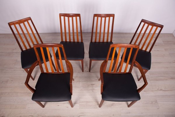 Mid-Century Teak and Leather Dining Chairs by Leslie Dandy for G-Plan, 1960s, Set of 6-NIT-712030