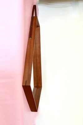 Mid-Century Teak and Leather Mirror, Italy, 1950s-HUY-1748866